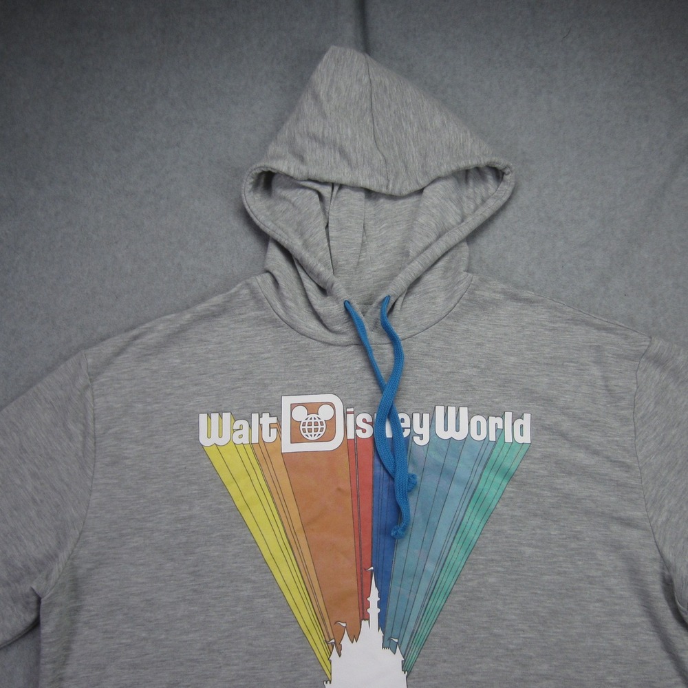 Disney Walt Disney World Hoodie Womens XL Gray Rainbow‎ Graphic Cropped - Picture 2 of 14